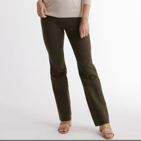 Quince Olive Green Ultra Stretch Ponte Bootcut Pull On Pants Size Large Petite - Picture 2 of 10